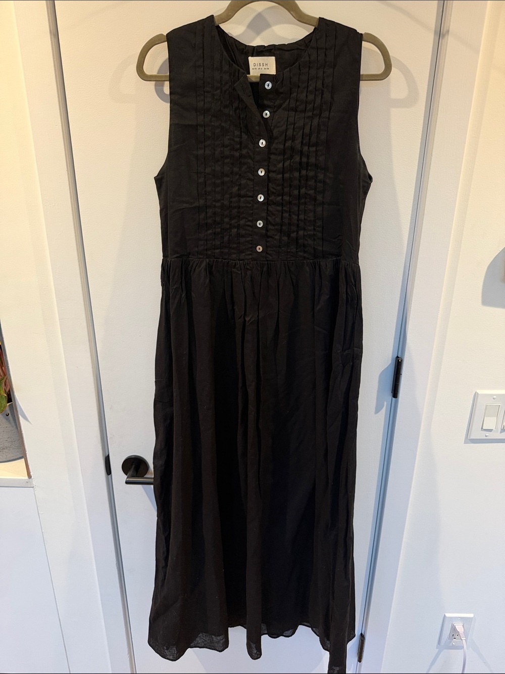 Sleeveless Black Pintuck Midi Dress by DISSH
